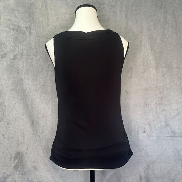 VTG Cache Black Top Layered Cowl Neck Flattering Ruched Sides Sz XS Y2K - Picture 4 of 9
